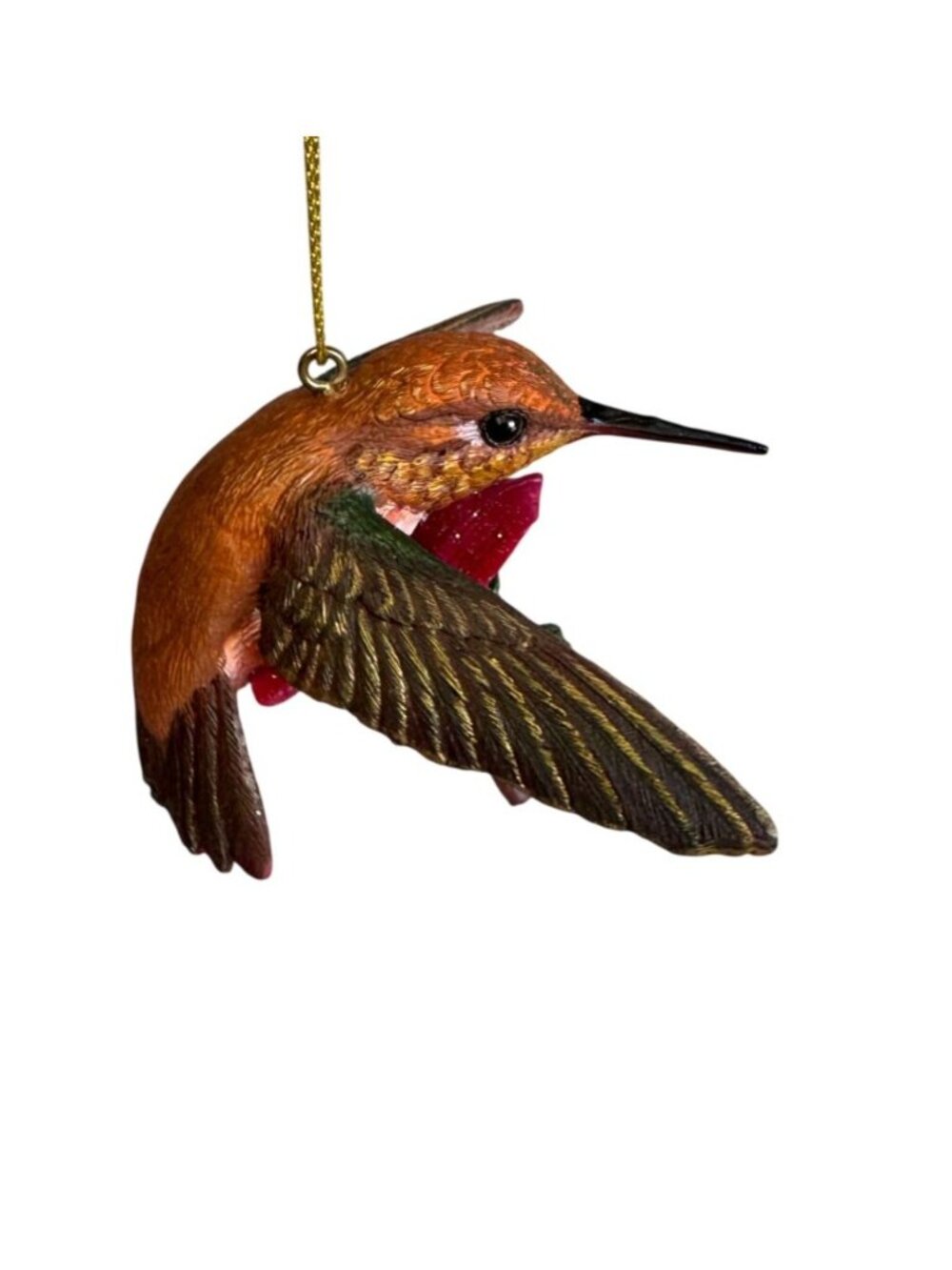 Danbury Mint Ornament Rufous Hummingbird Brown Pink Resin Hanging - Picture 7 of 7